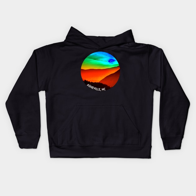 Asheville, NC Sunset Blue Ridge Mountains Kids Hoodie by nonbeenarydesigns